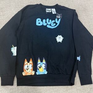 Bluey Black Sweatshirt with Cartoon Characters